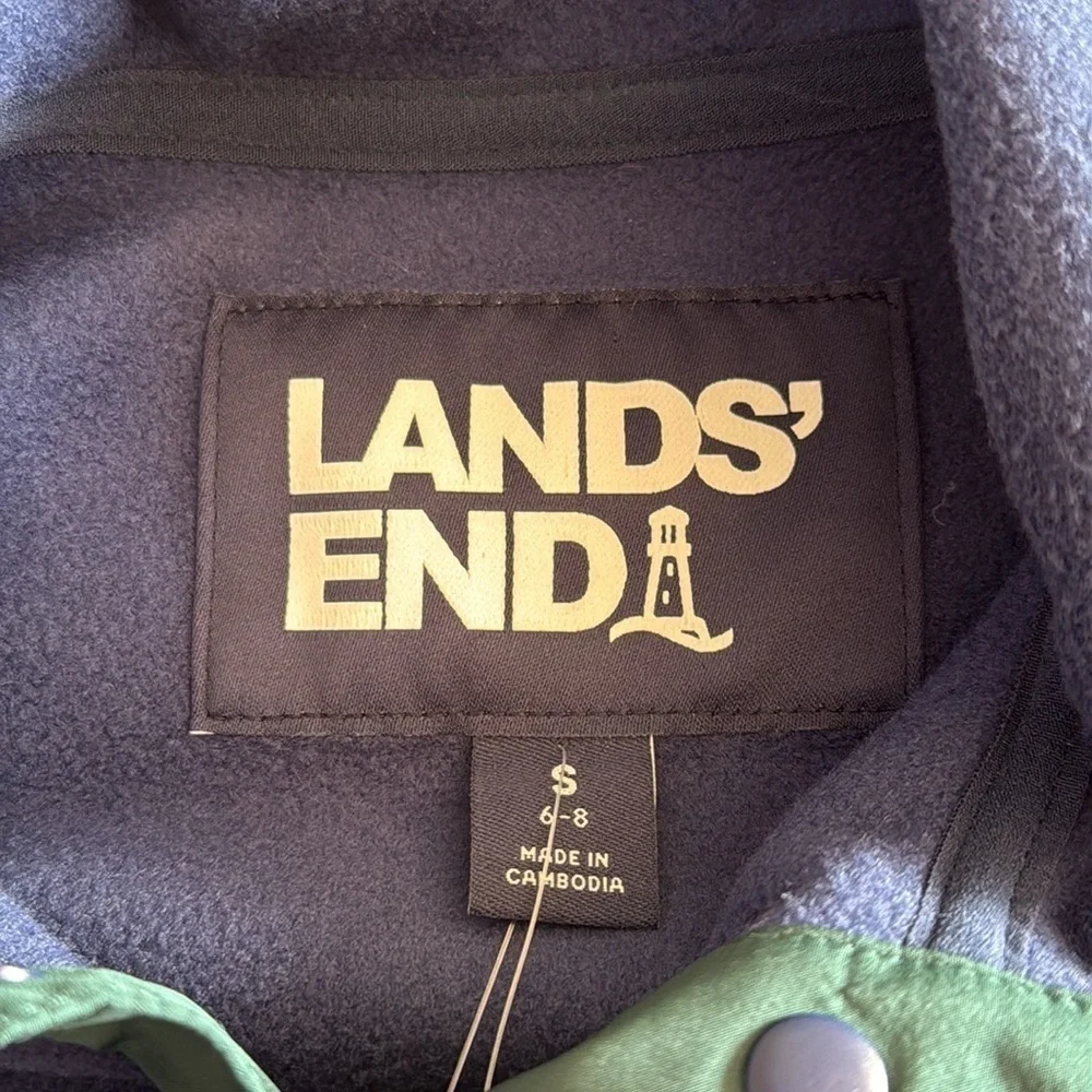 Women's Lands' End Heritage Quarter-Snap Fleece Pullover Small Plaid Pockets
